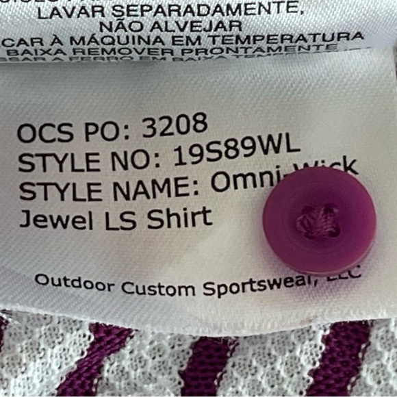 Columbia Golf Shirt Plum/White Stripes Omni-Wick Long Sleeve Poly Women’s Med - Picture 8 of 8